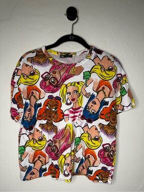 Zara Multicolor Graphic Portrait Print T-Shirt